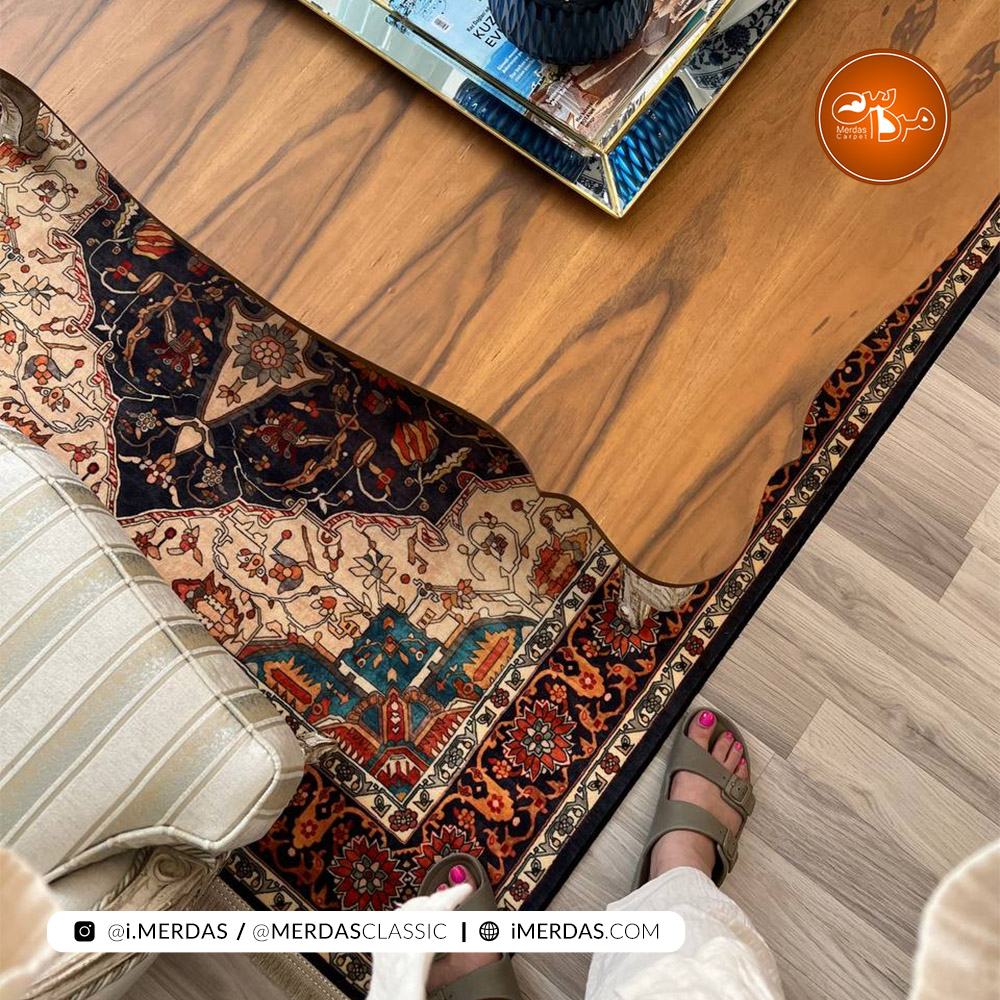 فرش کهنه نما کد 100354 زمینه سرمه ای